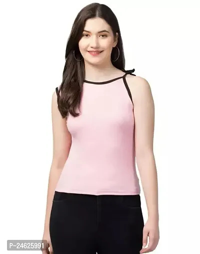 Elegant Pink Lycra Solid Top For Women