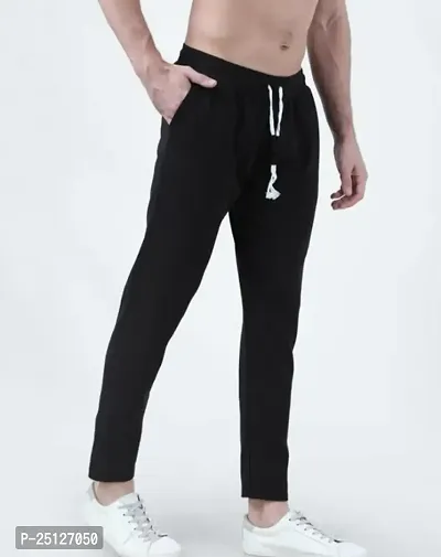 Classic Cotton Blend Track Pants For Men-thumb0