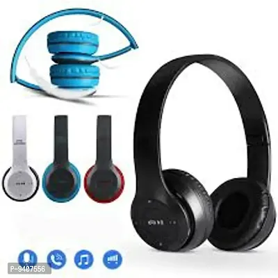 P47 Wireless Bluetooth Portable Sports Headphones with Microphone, Stereo Fm,Memory Card Support-thumb0