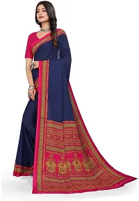 Beautiful Blue Crepe  Self Pattern Saree with Blouse Piece For Women-thumb2