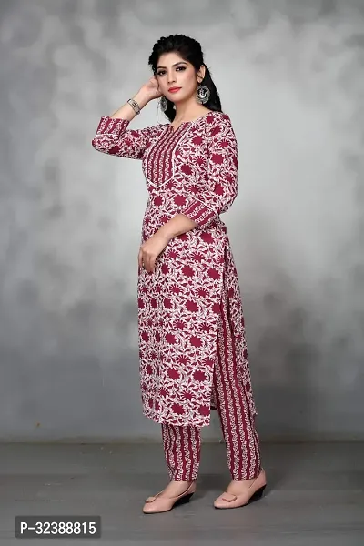 Elegant Cotton Printed Kurta with Pant Set For Women-thumb0