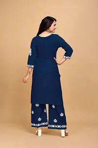 Elegant Rayon Embroidered Kurta with Palazzo Set For Women-thumb1