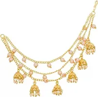 18K Gold Plated 3 Layered Bahubali Ear Chain Kaan chain For Women and Girls-thumb2