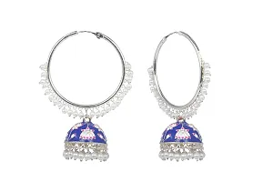 Meenakari Pearled Gold Plated Hoops Jhumki Earring for Women and Girls-thumb1