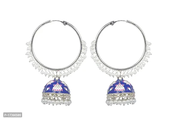 Meenakari Pearled Gold Plated Hoops Jhumki Earring for Women and Girls-thumb3