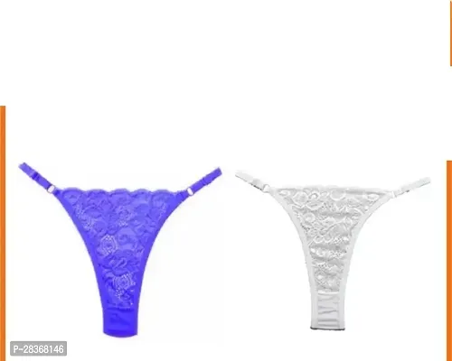 Classic Lace Solid Thong Brief for Women, Pack of 2-thumb0