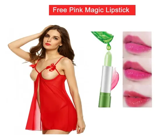 Stylish Nightwear & Baby Doll Dresses with Free Pink Magic Lipstick
