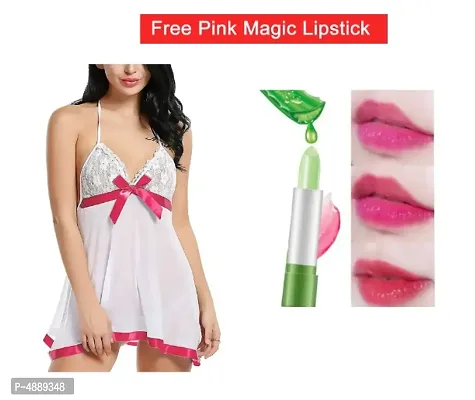 Sexy Nightwear  Baby Doll Dresses with Free Pink Magic Lipstick