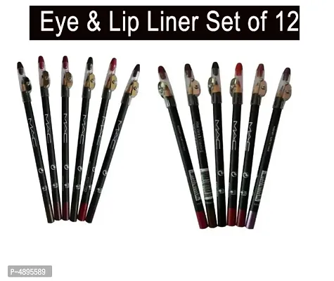 Makeup Beauty Professional Eye  lip Liner with Cutter set of 12