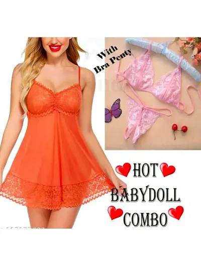 Fancy Babydoll Dress With Lingerie set