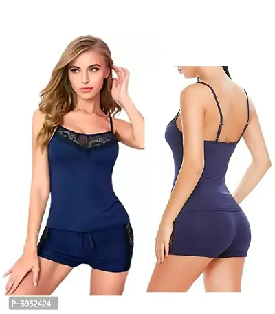 Trendy Stylish Perfect Hot night sexy babydoll Night dress Sleepwear Girls Top  Shorts nighty Free Size(28 to 34)inch