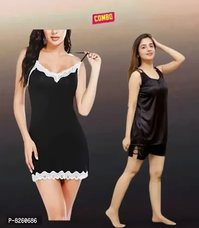 Trendy Stylish Perfect Hot night sexy Women babydoll Night dress| Women Night Suits Sleepwear Black Free Size(28 to 36)inch-thumb0