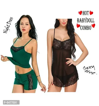 Buy BELLEVINO Bra Panty Night Dress/Nightwear/Night Suit/ Babydoll