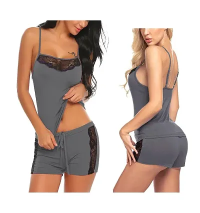 Babydoll Night Top Short Set For Women