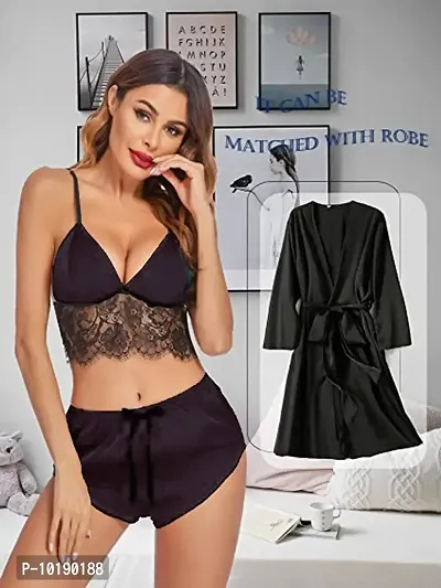 Women Hot Net  Satin Lingerie with Panty woman sexy dress| sexy night dress| first night sexy dress| women sexy night dress| Women Innerwear|Women Bikini Lace Bra Panty Lingerie Set Free Size(28 to 3