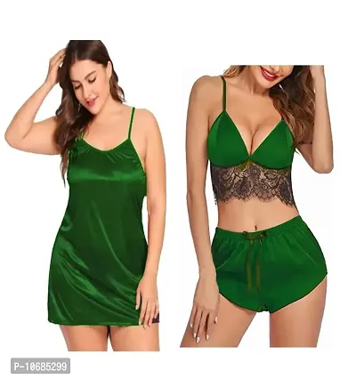 Hot Women Babydoll Night Dress|women sexy dress| first night sexy dress| women sexy night dress| Women Innerwear|Dark Green Women Bikini Lace Bra Panty Lingerie Set Free Size(28 to 36)Inch