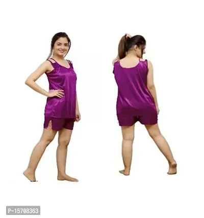 Trendy Women's  Girl's Stylish Hot night sexy babydoll Night dress | Women Night Suit| Sexy dress Sleepwear Purple Girls Top  Pajama Set nighty Free Size(28 to 36)Inch-thumb0