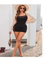 Trendy Women Sleepwear Lace Pajamas Set Shorts|Women Night Suit Nightwear Camisole Short Sets Fit Size(30 to 36)Inch-thumb2