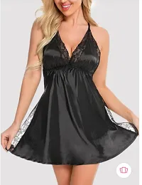 Adorable Satin Women Sexy Babydoll Night Dress| Women Night Dress| Honeymoon Night Dress Fit Size (28 to 36)Inch)-thumb2