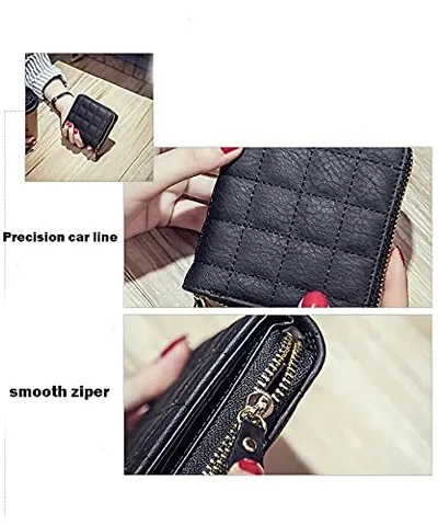 Checkered Zip Around Wallets for Women, Lady Phone Clutch Holder