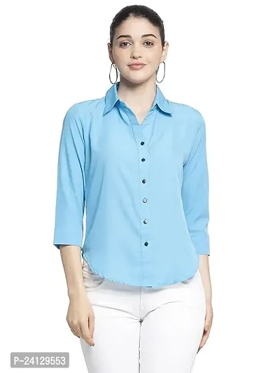 Elegant Polyester Solid Shirt For Women
