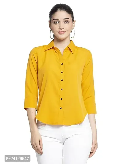 Elegant Polyester Solid Shirt For Women-thumb0