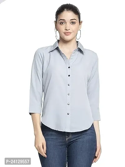 Elegant Polyester Solid Shirt For Women-thumb0
