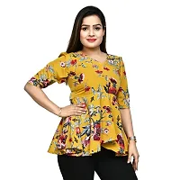 Elegant Yellow Polyester Printed Top For Women-thumb2