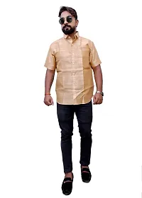 Aarav Boss Gold Half Shirt for Men's and Boy's (Casual/Formal Shirt)-thumb1