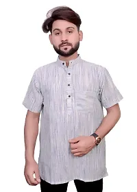 AARAV BOSS Dark Orange Cotton Men Short Kurta (Size-Small)-thumb1