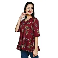 Elegant Maroon Polyester Printed Top For Women-thumb1