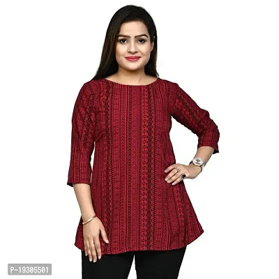 Elegant Red Polyester Printed Top For Women-thumb0