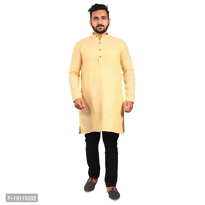 Aarav Boss Yellow Cotton Men Long Kurta (Size- 7XL)