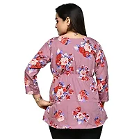 Aarav Boss Women's Regular Neck Full Sleeve Red Multicolor Digital Printed Top.-thumb2