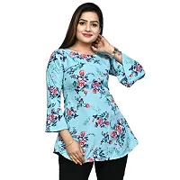 Elegant Turquoise Polyester Printed Top For Women-thumb2