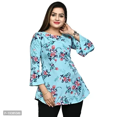 Elegant Turquoise Polyester Printed Top For Women-thumb3