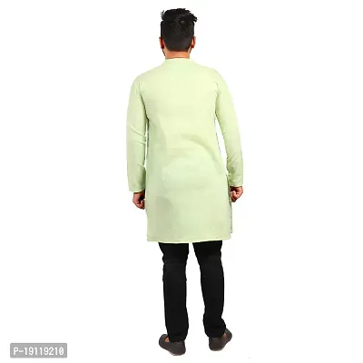 Aarav Boss Light Green Cotton Men Long Kurta (Size- 7XL)-thumb4