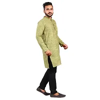 Aarav Boss Mehandi Green Cotton Men Long Kurta (Size- Medium)-thumb2