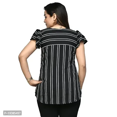 Elegant Black Polyester Striped Top For Women-thumb3