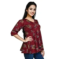 Elegant Maroon Polyester Printed Top For Women-thumb2