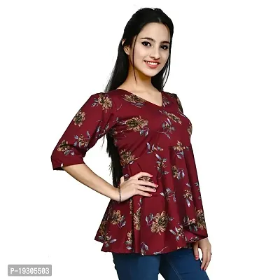 Elegant Maroon Polyester Printed Top For Women-thumb3
