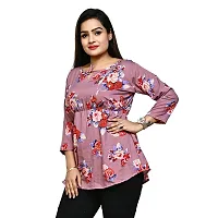 Aarav Boss Women's Regular Neck Full Sleeve Red Multicolor Digital Printed Top.-thumb1