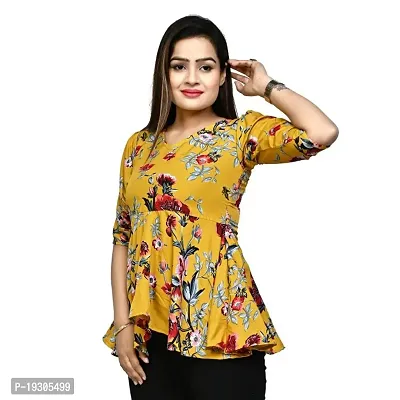 Elegant Yellow Polyester Printed Top For Women-thumb2