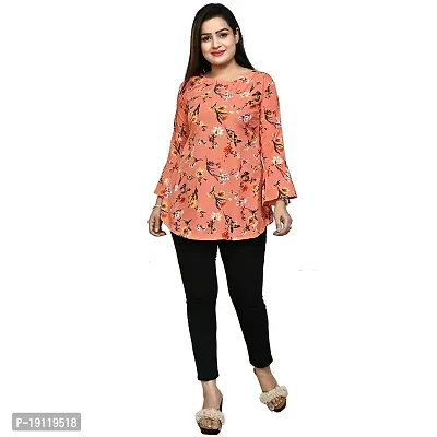 Aarav Boss Orange Flower Top for Girls/Women Stylish Western Printed Top (XXX-Large)-thumb0
