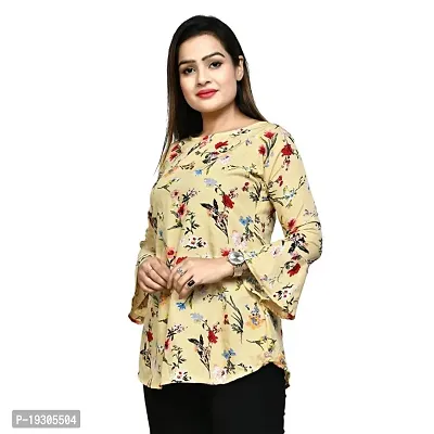 Elegant Yellow Polyester Printed Top For Women-thumb2