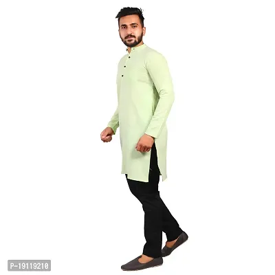 Aarav Boss Light Green Cotton Men Long Kurta (Size- 7XL)-thumb2