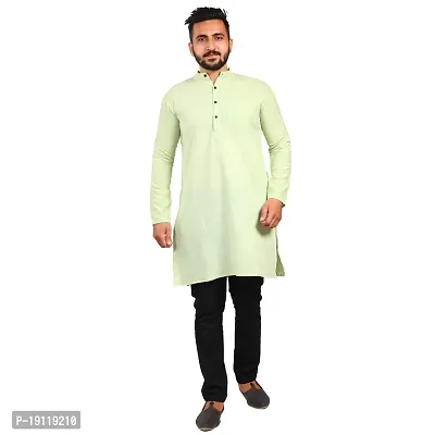 Aarav Boss Light Green Cotton Men Long Kurta (Size- 7XL)-thumb0