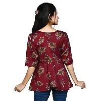Elegant Maroon Polyester Printed Top For Women-thumb3