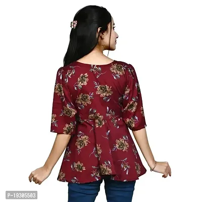 Elegant Maroon Polyester Printed Top For Women-thumb4