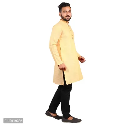 Aarav Boss Yellow Cotton Men Long Kurta (Size- 7XL)-thumb3